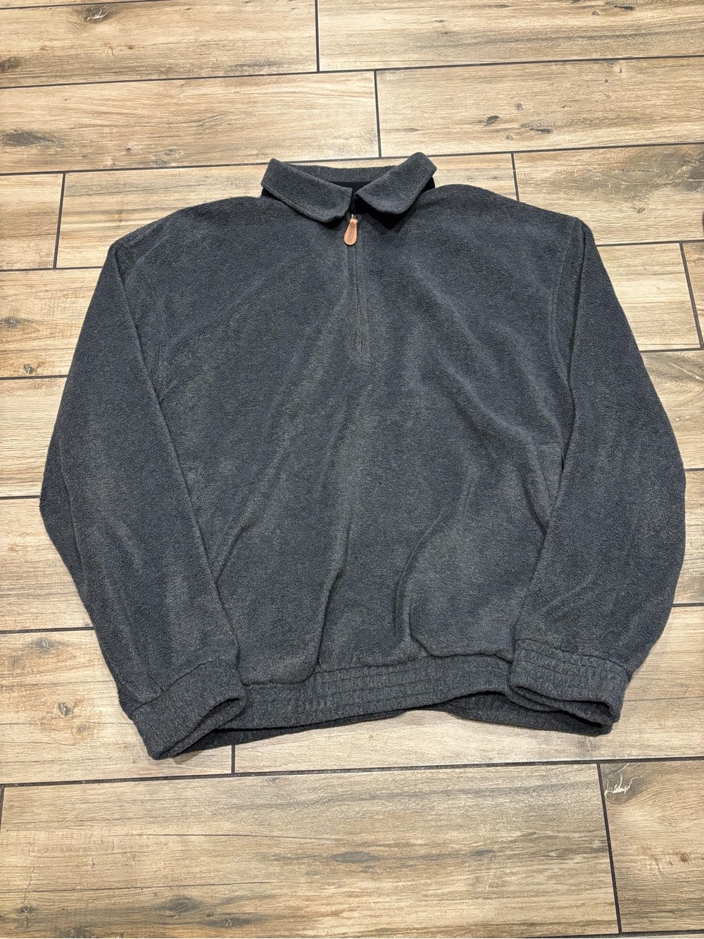 Outer Banks Vintage Fleece Quarter Zip Pullover Sweatshirt Charcoal Grey Large